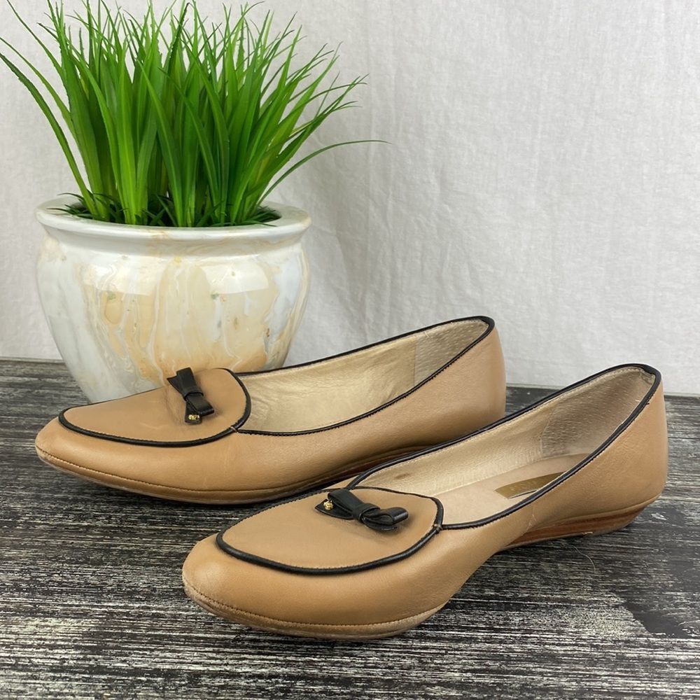 Louise Et Cie Tan & Black Leather Slip On Flat Loafer Shoe 8